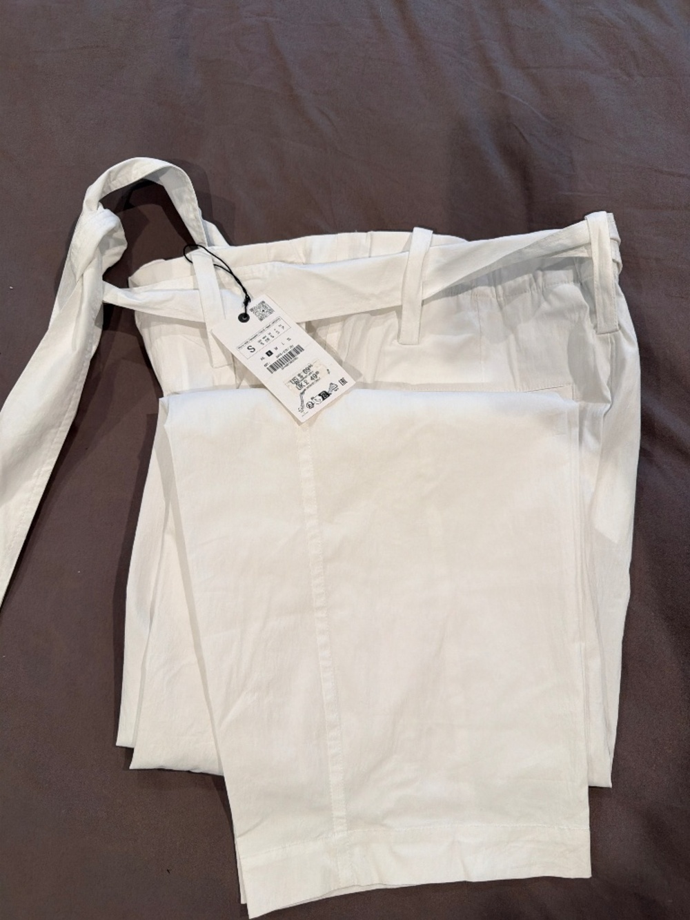 Zara White High-Waisted Wide-Leg Trousers | NWT | Size Small